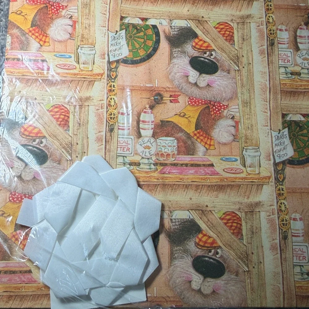 5/$25 VINTAGE Birthday Wrapping Paper Dog in Bar
